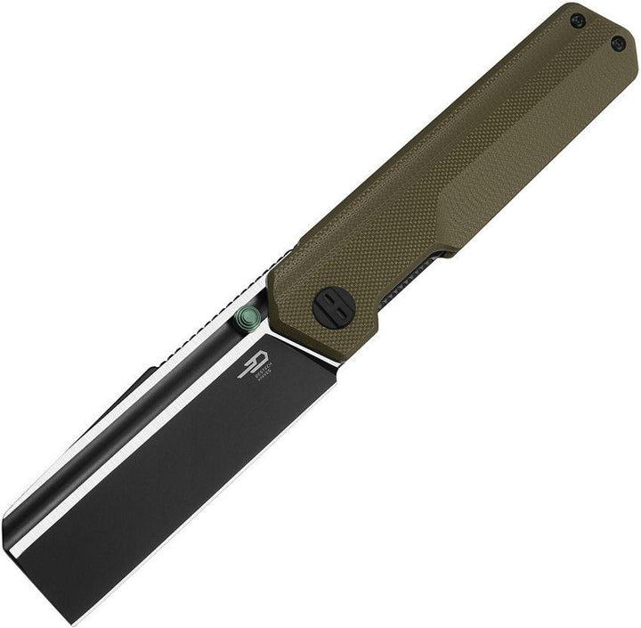 Bestech Knives Tardis Linerlock OD Green G10 DLC & Satin Cleaver D2 - Knives.mx