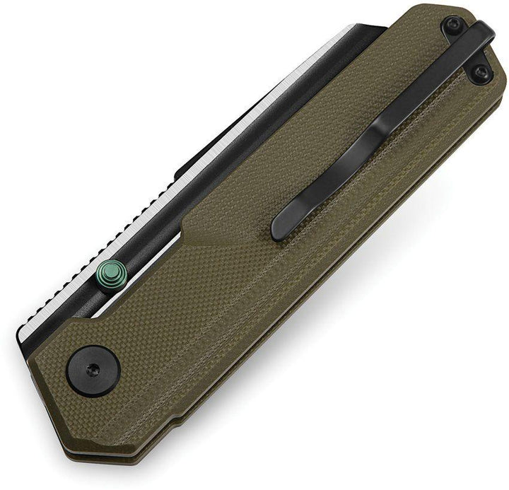 Bestech Knives Tardis Linerlock OD Green G10 DLC & Satin Cleaver D2 - Knives.mx