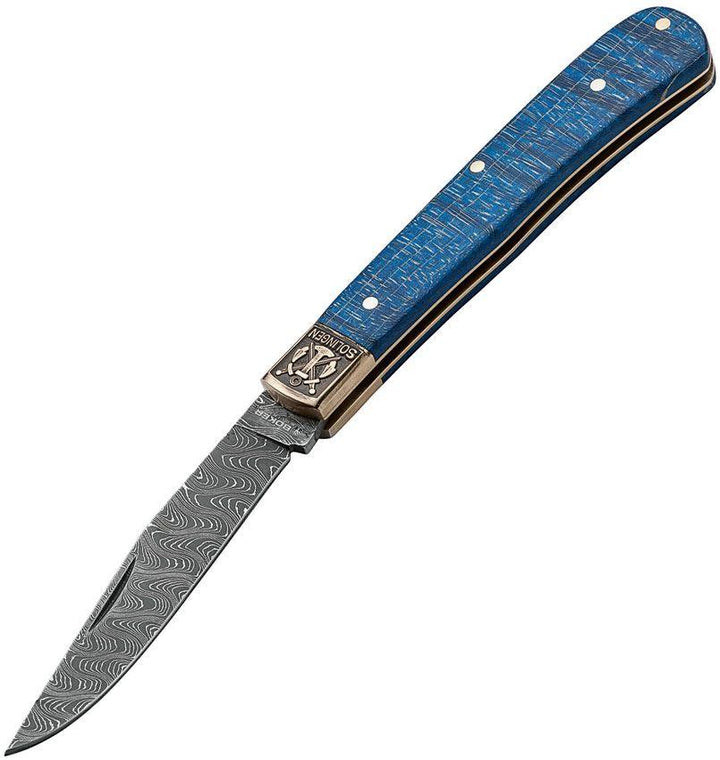 Boker 2021 Annual Folder Slipjoint Blue Quilted Maple Damascus - Knives.mx