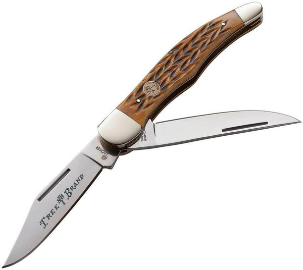 Boker Folding Hunter Brown Jigged Bone Mirror D2 - Knives.mx