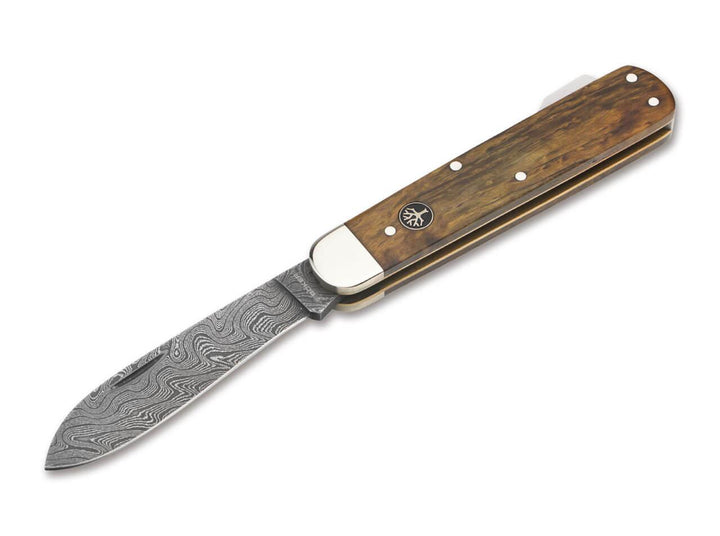 Boker Hunter Lockback Curly Birch Wood Damascus - Knives.mx