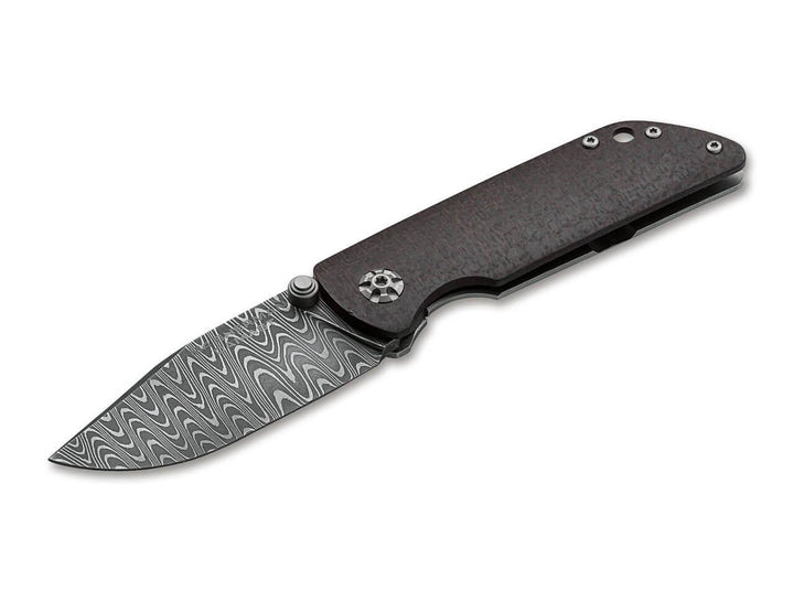 Boker M4 Sherman Framelock Black Micarta w Stainless Back Damascus Blade - Knives.mx