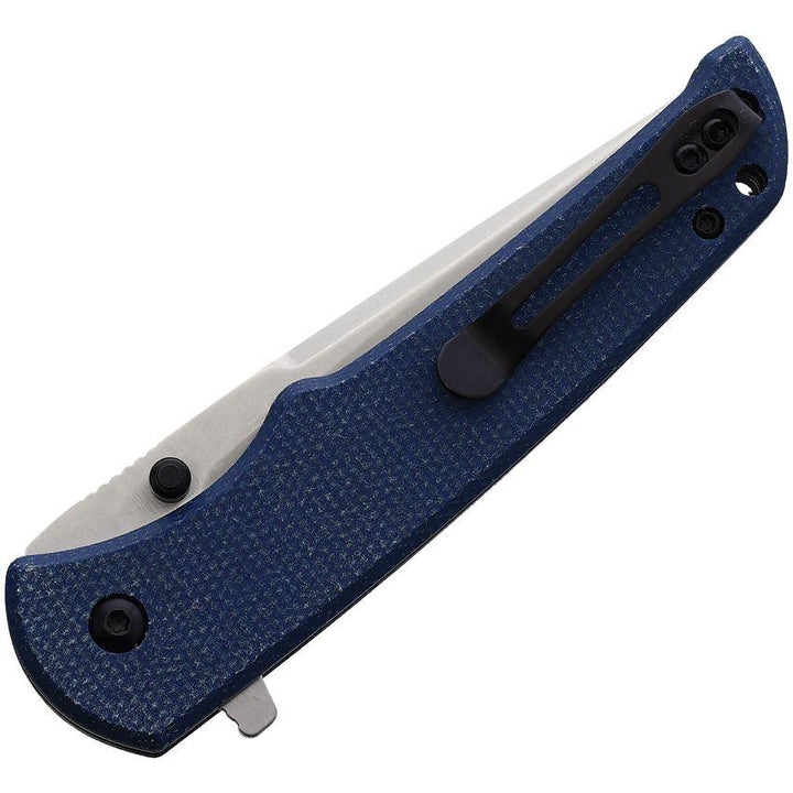 Boker Magnum Bluejay Button Lock Blue Canvas Micarta Satin 440A - Knives.mx