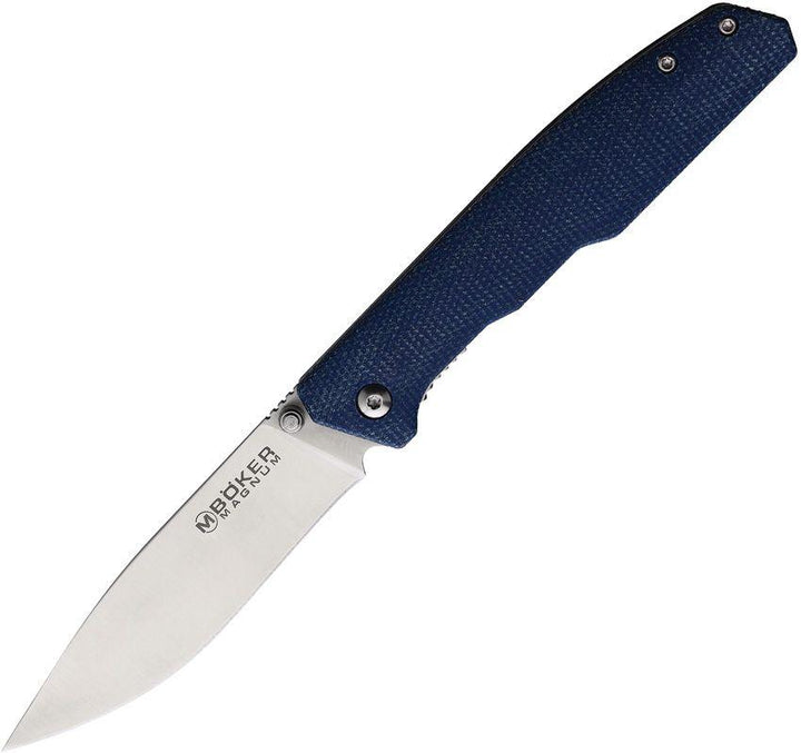 Boker Magnum Deep Blue Linerlock Blue Canvas Micarta Satin 440A - Knives.mx