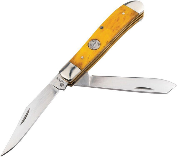 Boker Mini Trapper Smooth Yellow Smooth Bone D2 - Knives.mx