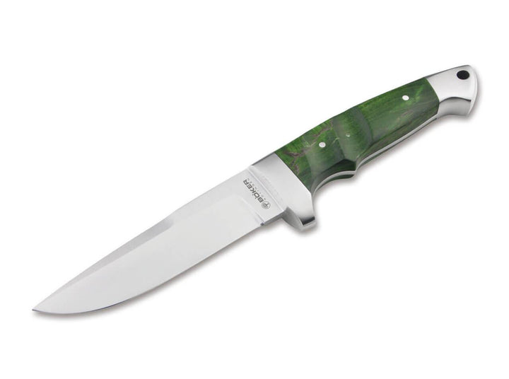 Boker Vollintegral 2.0 Fixed Blade Green Curly Birch Wood Satin 440C - Knives.mx