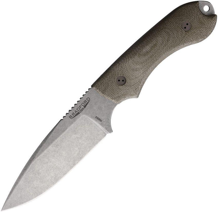 Bradford Knives Guardian 4.2 3D OD Green Canvas Micarta Stonewash Bohler N690 - Knives.mx