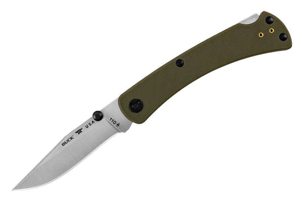 Buck 110 Slim Pro TRX Lockback OD Green G10 Satin Clip Point CPM S30V - Knives.mx