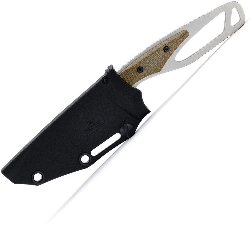 Buck 631 Paklite 2.0 Field Knife Green Canvas Micarta Stonewash S35VN - Knives.mx