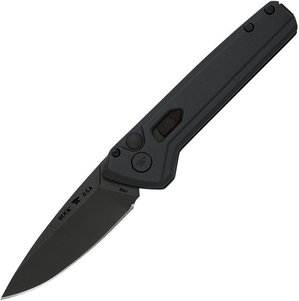 Buck Auto Deploy Button Lock Black Aluminum Cerakote 154CM - Knives.mx