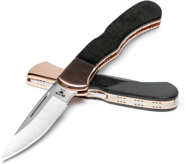 Buck Bucklock Limited Edition 2023 Copper w Black Micarta Onlays Satin 154CM - Knives.mx