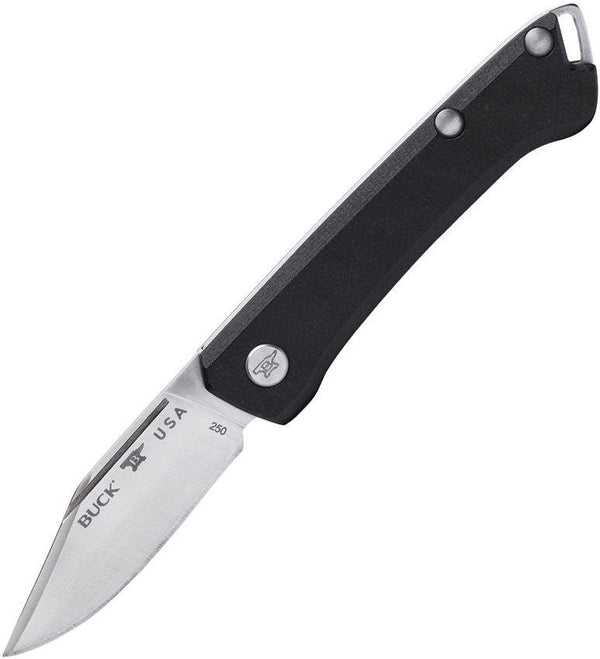 Buck Saunter Folder Clip Black Canvas Micarta Satin Clip Point 154CM - Knives.mx