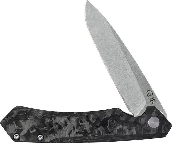 Case Cutlery Kinzua Framelock Marbled CF w Black Aluminum Back Stonewash S35VN - Knives.mx