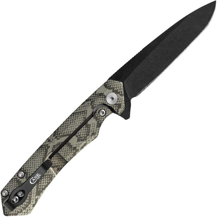 Case Cutlery Kinzua Framelock OD Green Snake Anodized Aluminum Black Stonewash S35VN - Knives.mx