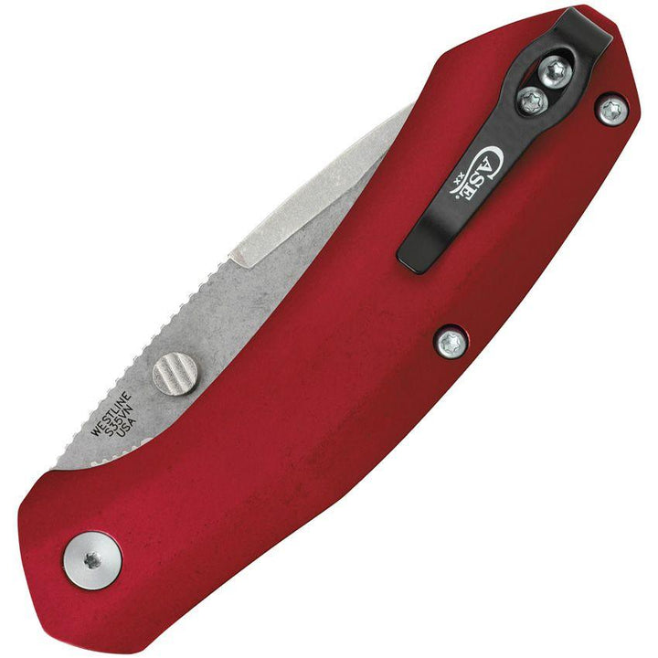 Case Cutlery Westline Linerlock Red Aluminum Stonewash S35VN - Knives.mx