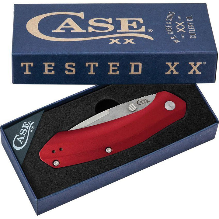 Case Cutlery Westline Linerlock Red Aluminum Stonewash S35VN - Knives.mx