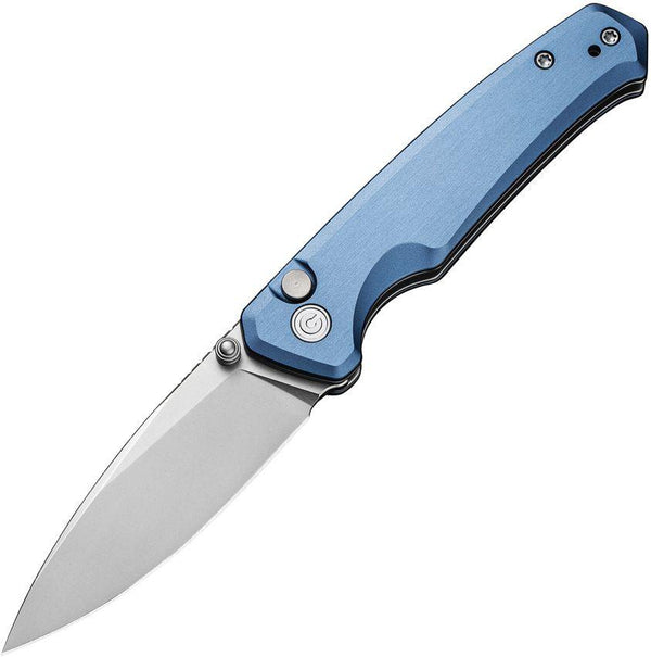 Civivi Altus Button Lock Blue Aluminum Stonewashed Drop Point Nitro-V - Knives.mx