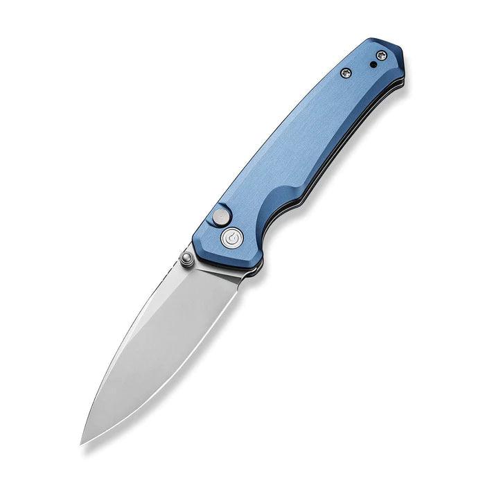 Civivi Altus Button Lock Blue Aluminum Stonewashed Drop Point Nitro-V - Knives.mx