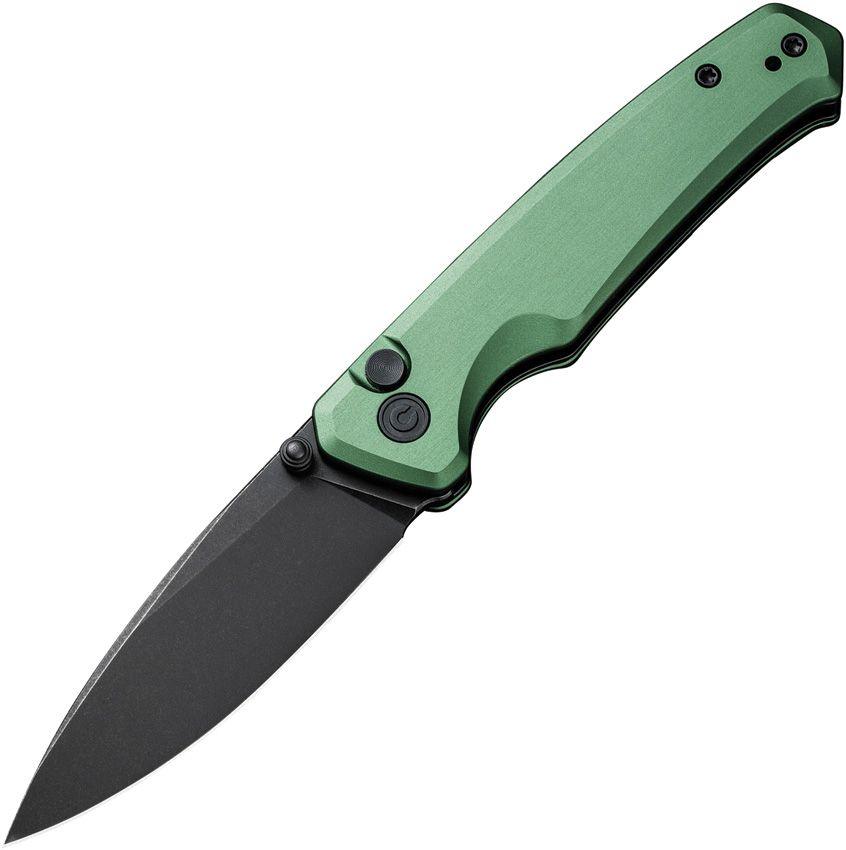 Civivi Altus Button Lock Green Aluminum Black Stonewashed Drop Point Nitro-V - Knives.mx