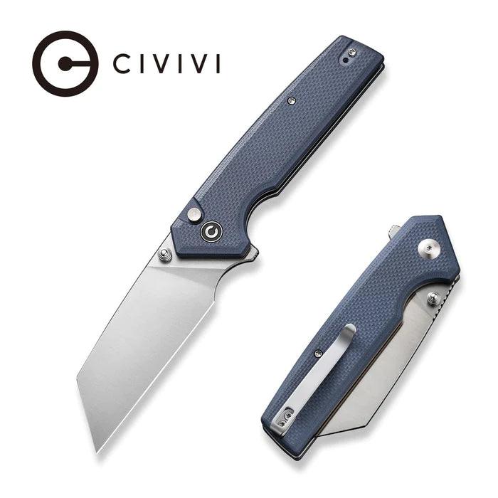 Civivi Amirite Button Lock Blue Gray Coarse G10 Satin Reverse Tanto Nitro-V - Knives.mx