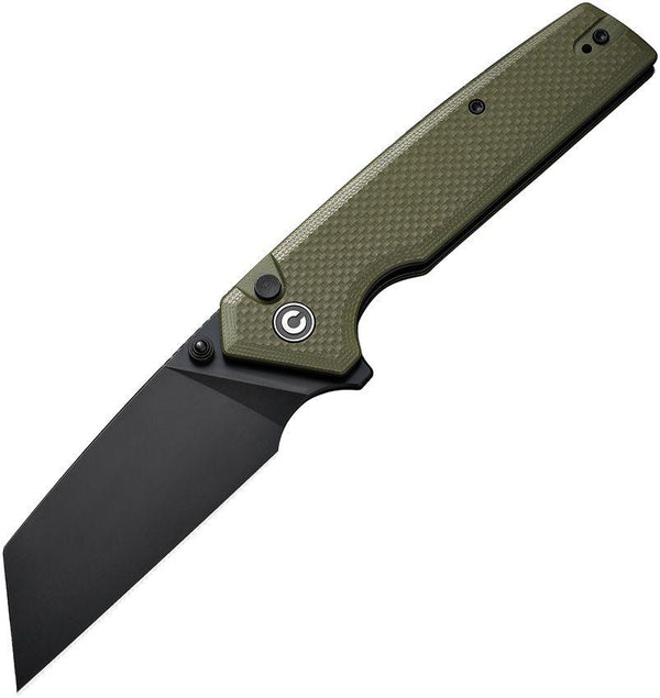 Civivi Amirite Button Lock Od Green Coarse G10 Black Reverse Tanto Nitro-V - Knives.mx