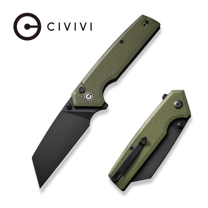 Civivi Amirite Button Lock Od Green Coarse G10 Black Reverse Tanto Nitro-V - Knives.mx