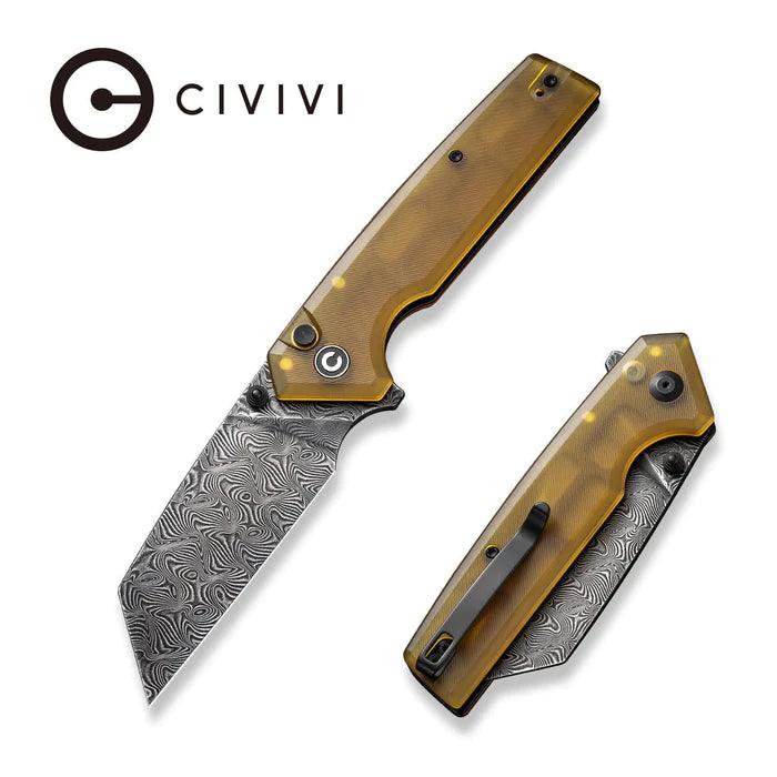 Civivi Amirite Button Lock Ultem Reverse Tanto Black Hand Rubbed Damascus - Knives.mx