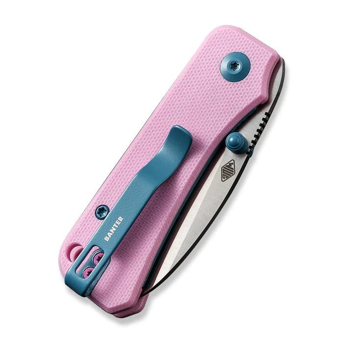 Civivi Baby Banter Liner Lock Powder Pink G10 Satin Drop Point Nitro-V - Knives.mx