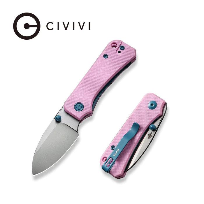Civivi Baby Banter Liner Lock Powder Pink G10 Satin Drop Point Nitro-V - Knives.mx