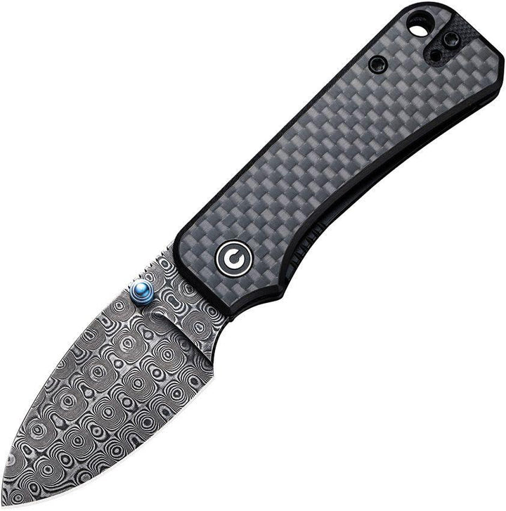 Civivi Baby Banter Linerlock Black G10 w Twill Carbon Fiber Inlay Damascus - Knives.mx