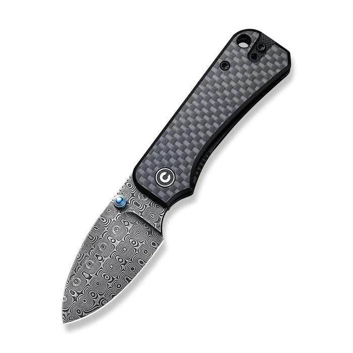 Civivi Baby Banter Linerlock Black G10 w Twill Carbon Fiber Inlay Damascus - Knives.mx