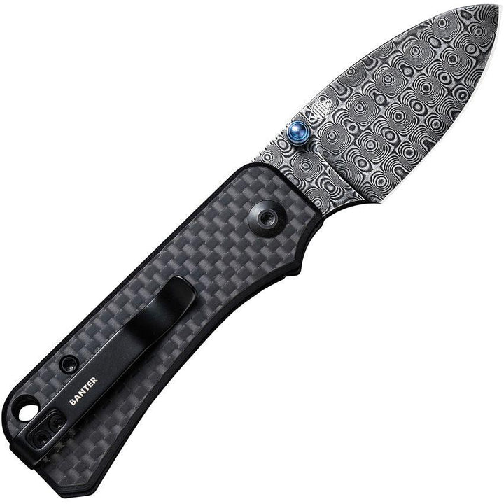 Civivi Baby Banter Linerlock Black G10 w Twill Carbon Fiber Inlay Damascus - Knives.mx