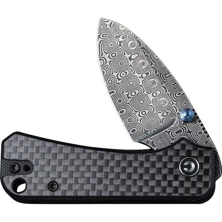 Civivi Baby Banter Linerlock Black G10 w Twill Carbon Fiber Inlay Damascus - Knives.mx