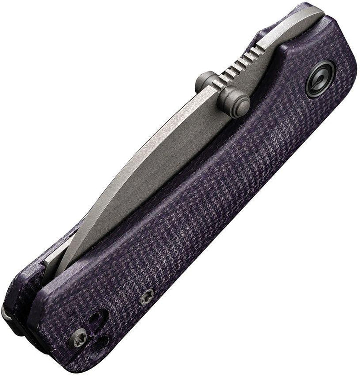 Civivi Baby Banter Nested Liner Lock Purple Canvas Micarta Wharncliffe Gray Stonewashed Nitro-V - Knives.mx