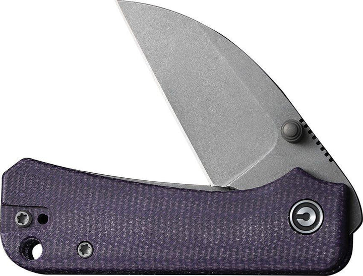 Civivi Baby Banter Nested Liner Lock Purple Canvas Micarta Wharncliffe Gray Stonewashed Nitro-V - Knives.mx