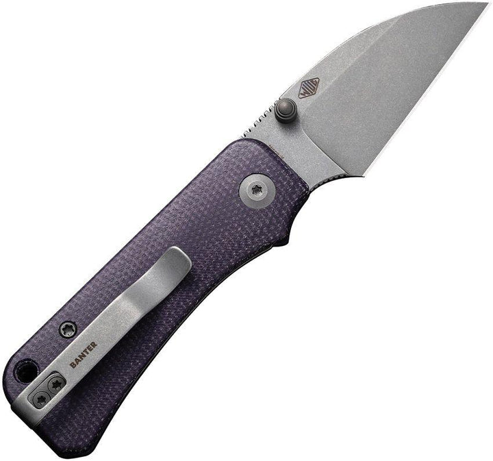 Civivi Baby Banter Nested Liner Lock Purple Canvas Micarta Wharncliffe Gray Stonewashed Nitro-V - Knives.mx