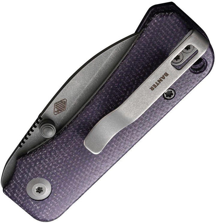 Civivi Baby Banter Nested Liner Lock Purple Canvas Micarta Wharncliffe Gray Stonewashed Nitro-V - Knives.mx