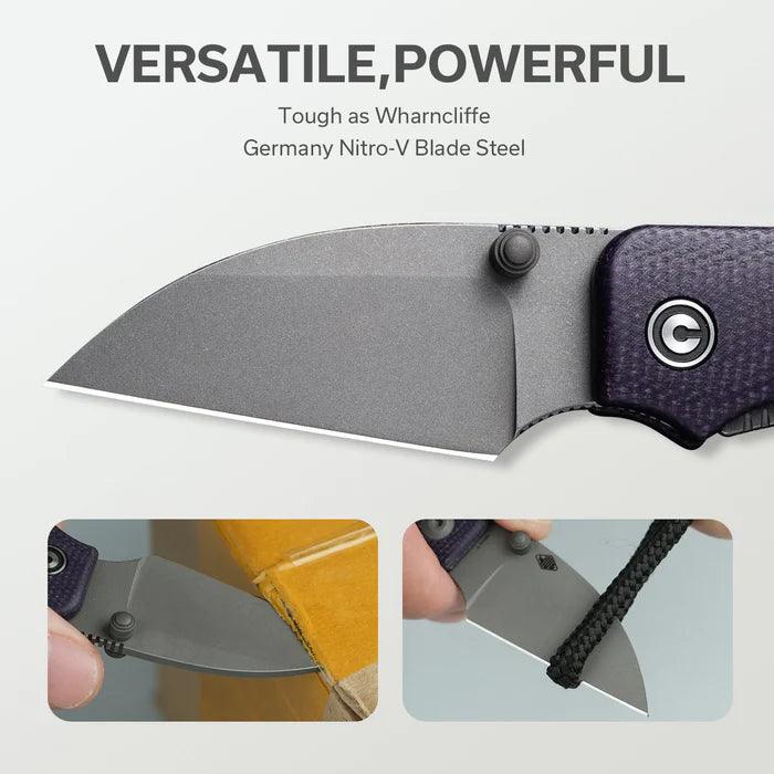 Civivi Baby Banter Nested Liner Lock Purple Canvas Micarta Wharncliffe Gray Stonewashed Nitro-V - Knives.mx