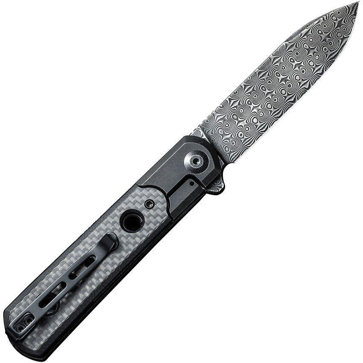 Civivi Banneret Flipper Knife Black Steel With G10 / Twill Carbon Fiber Inlay Black Rubbed Damascus - Knives.mx