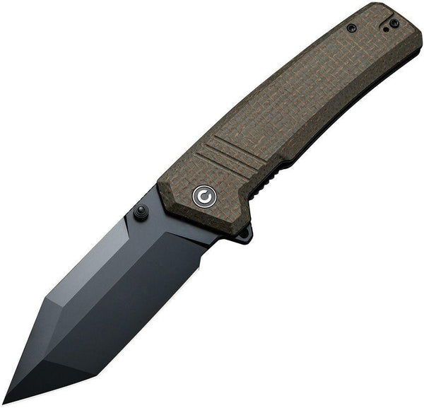 Civivi Bhaltair Liner Lock Green Burlap Micarta Black Tanto 14C28N - Knives.mx