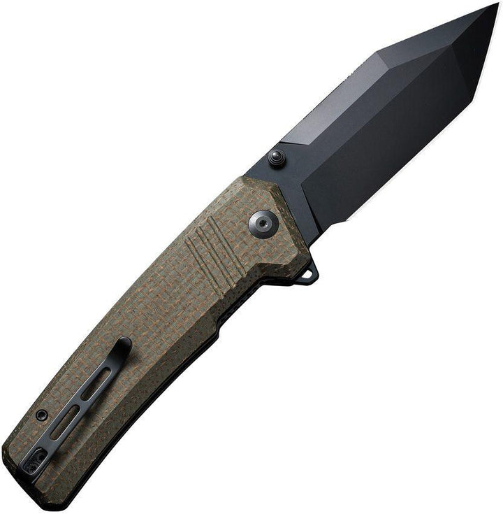 Civivi Bhaltair Liner Lock Green Burlap Micarta Black Tanto 14C28N - Knives.mx