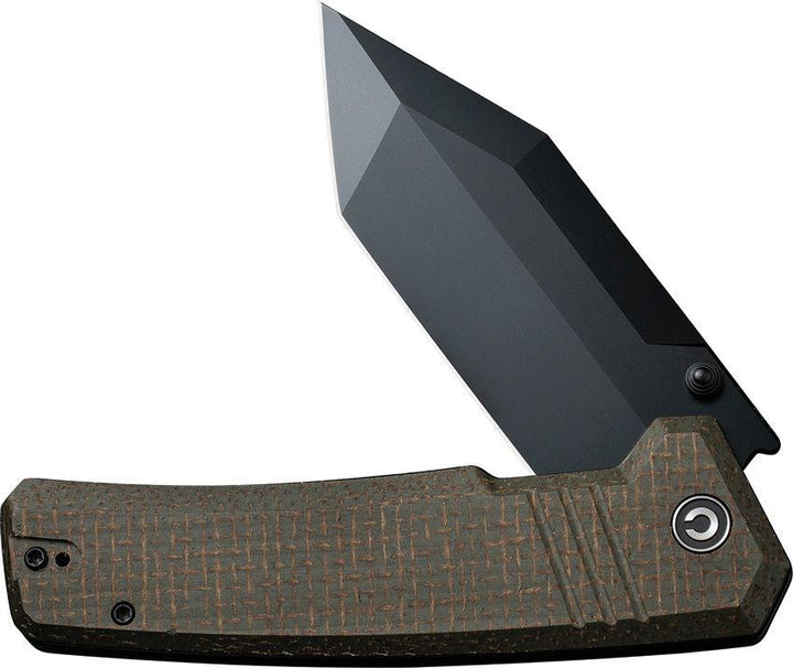 Civivi Bhaltair Liner Lock Green Burlap Micarta Black Tanto 14C28N - Knives.mx