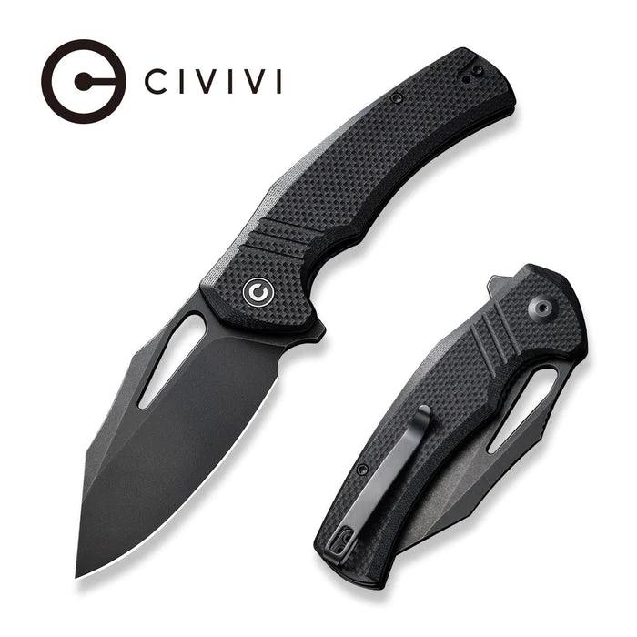 Civivi BullTusk Liner Lock Blackout Coarse G10 Stonewashed Clip Point 14C28N - Knives.mx