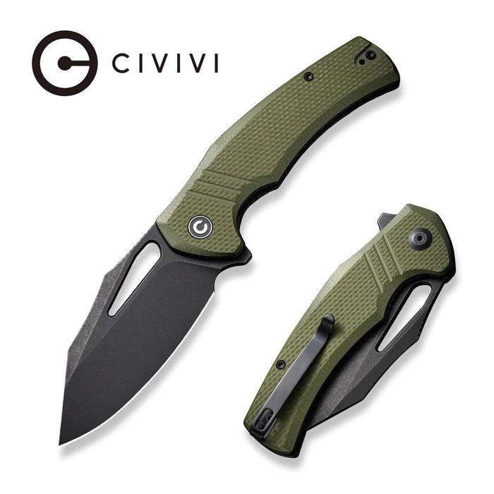 Civivi BullTusk Liner Lock OD Green Coarse G10 Satin Clip Point 14C28N - Knives.mx