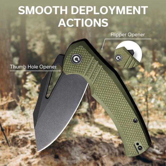 Civivi BullTusk Liner Lock OD Green Coarse G10 Satin Clip Point 14C28N - Knives.mx