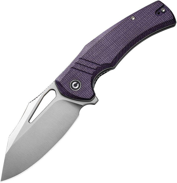 Civivi BullTusk Liner Lock Purple Canvas Micarta Satin Clip Point 14C28N - Knives.mx