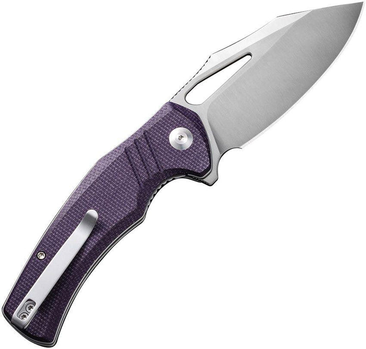 Civivi BullTusk Liner Lock Purple Canvas Micarta Satin Clip Point 14C28N - Knives.mx