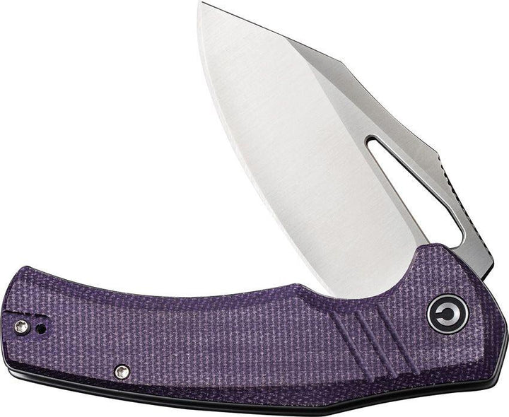 Civivi BullTusk Liner Lock Purple Canvas Micarta Satin Clip Point 14C28N - Knives.mx