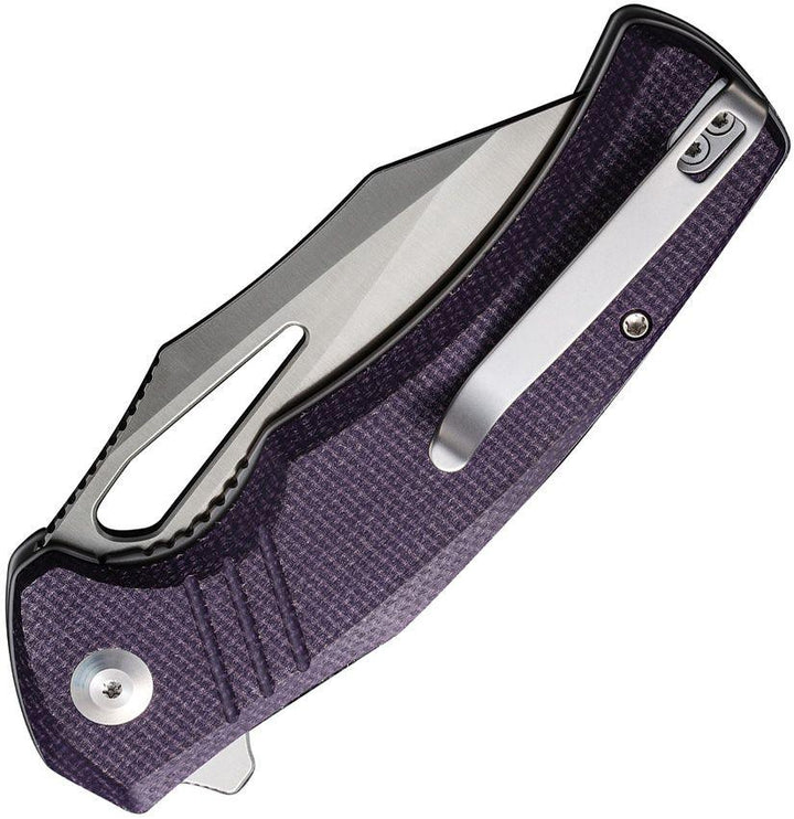 Civivi BullTusk Liner Lock Purple Canvas Micarta Satin Clip Point 14C28N - Knives.mx