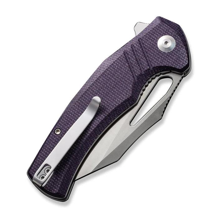 Civivi BullTusk Liner Lock Purple Canvas Micarta Satin Clip Point 14C28N - Knives.mx